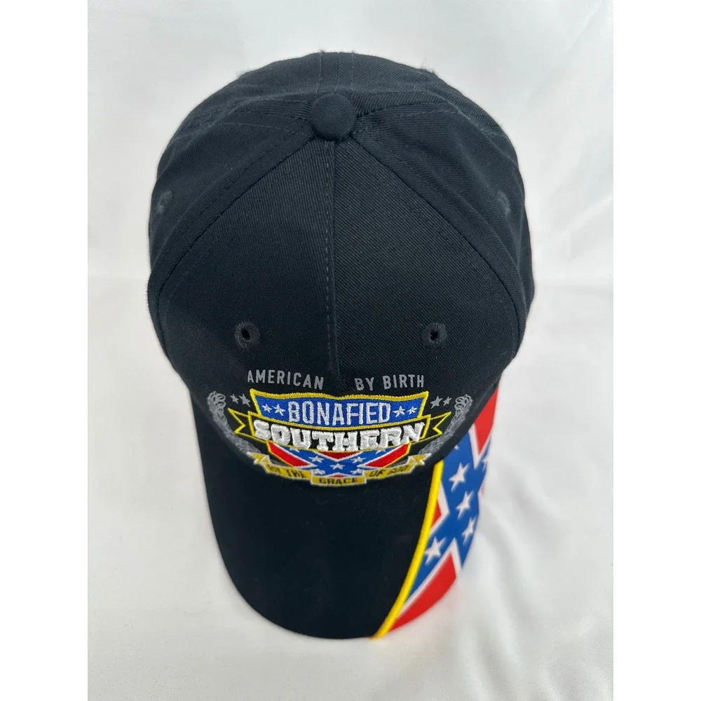 Double Down Hat Mens OSFM Black Bonafied Southern Flag Brim Cotton Cap BK3102